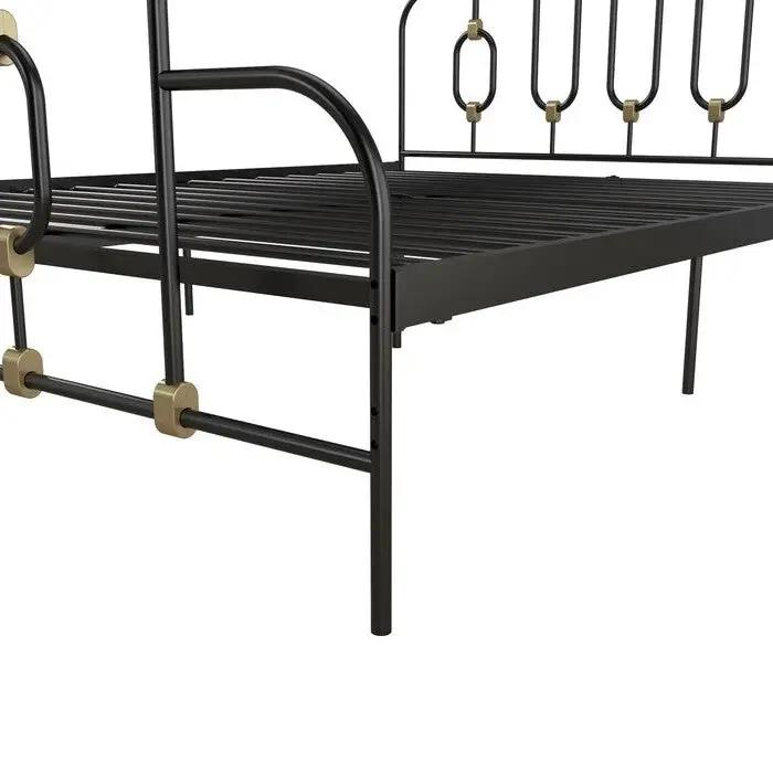 Twin size Farmhouse Adjustable Height Platform Bed in Black Gold Metal Finish by HomePacific
