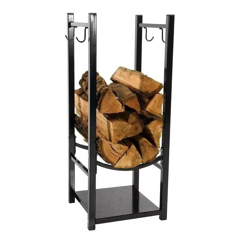 Black Indoor/Outdoor 32-inch Firewood Log Rack by HomePacific
