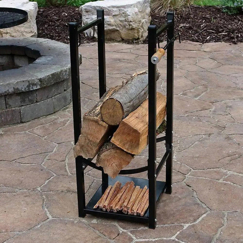 Black Indoor/Outdoor 32-inch Firewood Log Rack by HomePacific