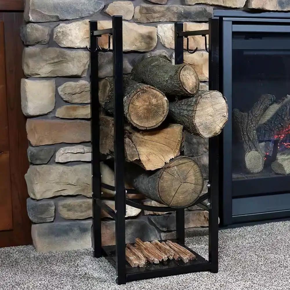 Black Indoor/Outdoor 32-inch Firewood Log Rack by HomePacific