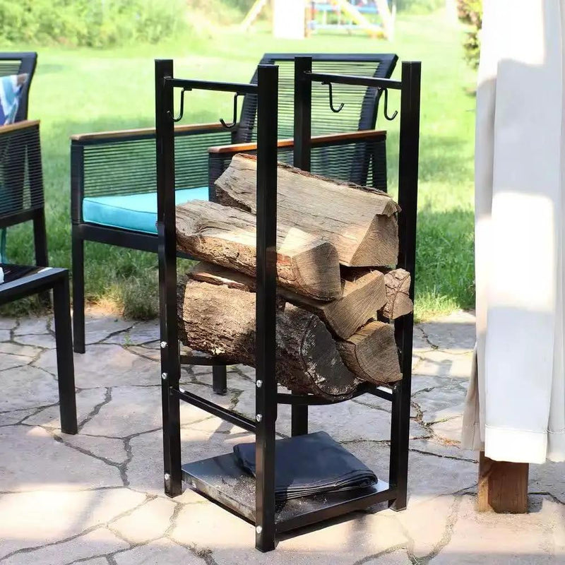 Black Indoor/Outdoor 32-inch Firewood Log Rack by HomePacific