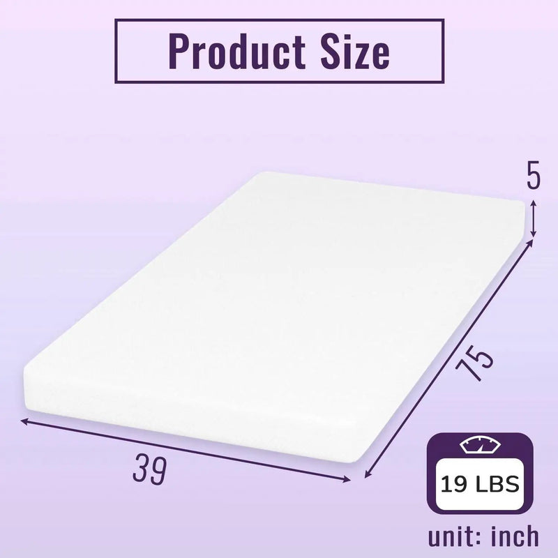 Twin size 5-inch Charcoal Infused Memory Foam Mattress with Removable Cover by HomePacific