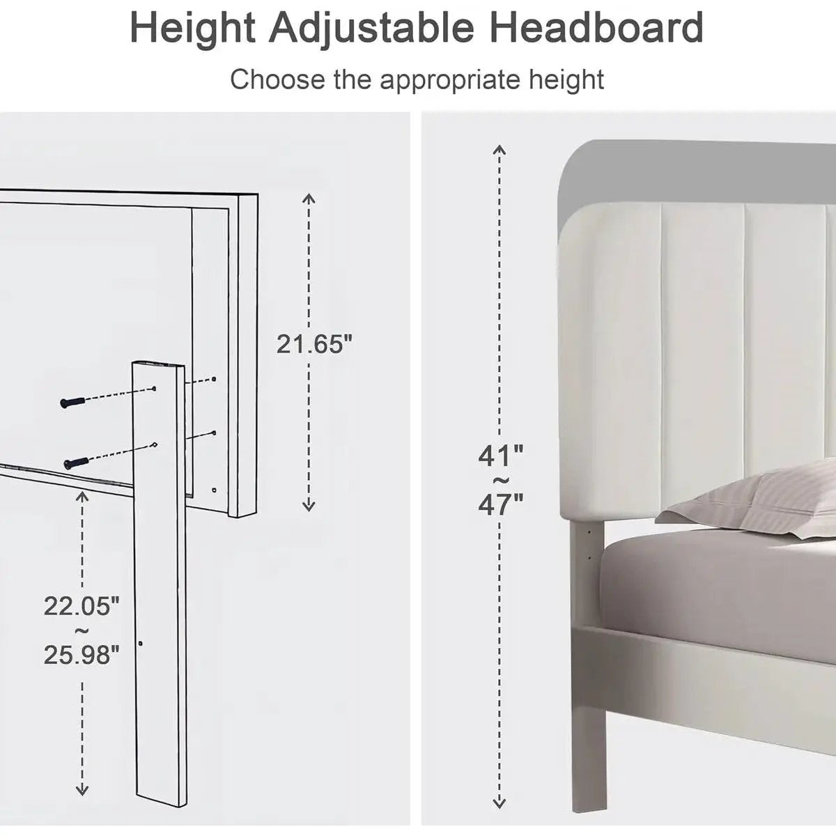 Twin size White Upholstered Platform Bed Frame with Headboard by HomePacific