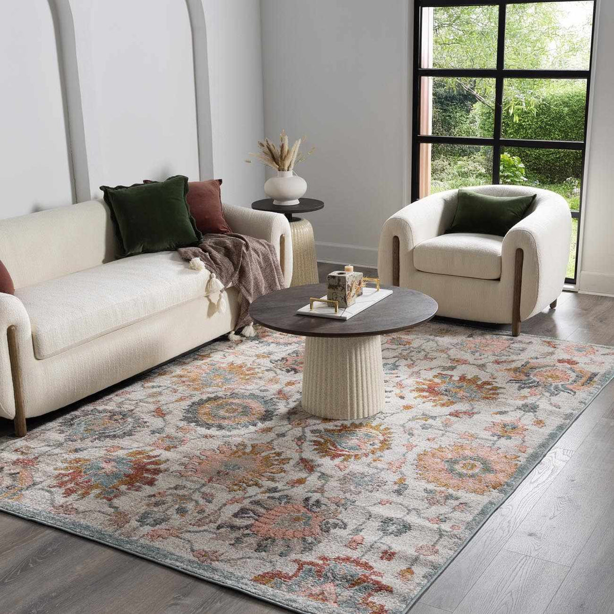 Twilight Floral Area Rug, installed in a room