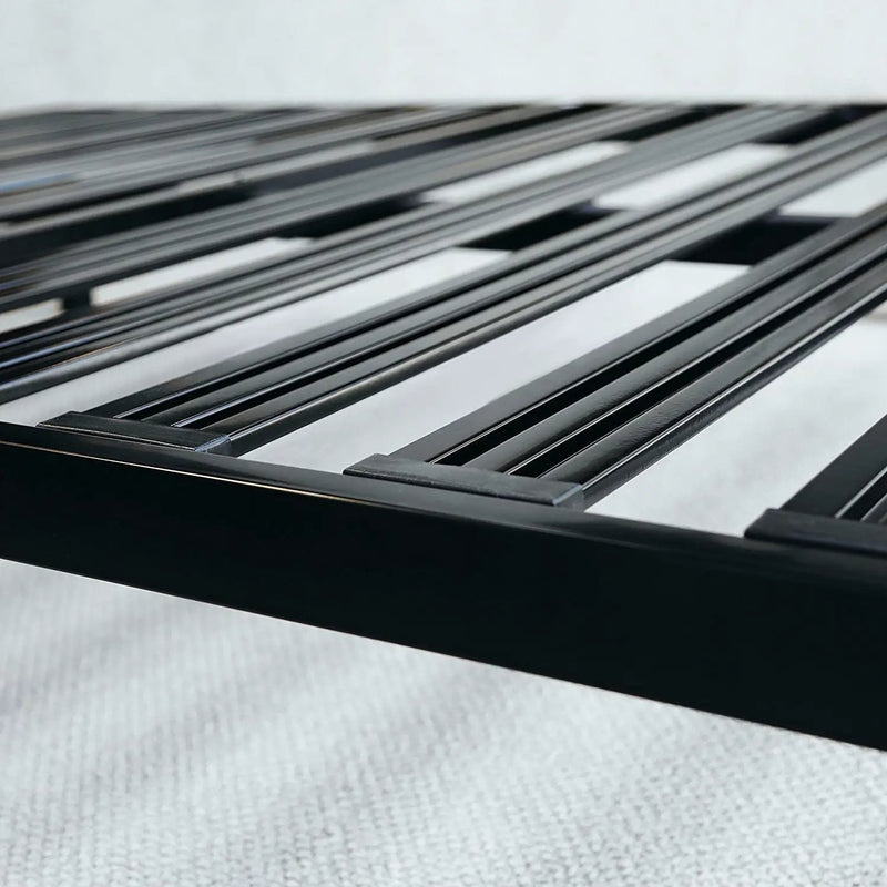 Twin size Sturdy Black Metal Platform Bed Frame with Wide Steel Slats by HomePacific