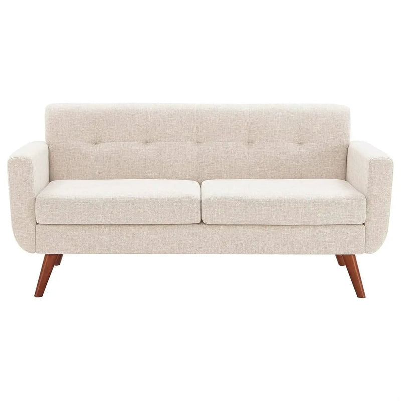 Modern Mid-Century Beige Cotton Polyester Upholstered Sofa Loveseat by HomePacific