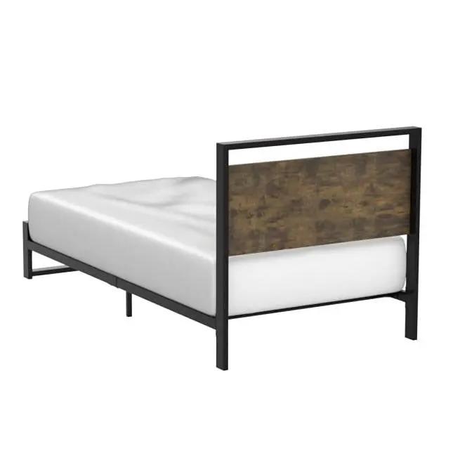 Twin Modern Farmhouse Platform Bed Frame with Wood Panel Headboard Footboard by HomePacific