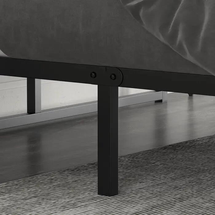 Twin Size Black Metal Platform Bed Frame with Under-Bed Storage Space by HomePacific