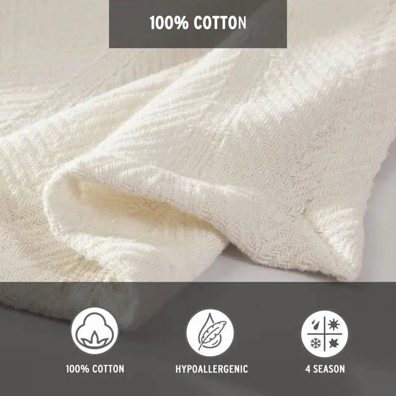 Twin size Cream Bone Lightweight 100-Percent Cotton Blanket - Machine Washable by HomePacific