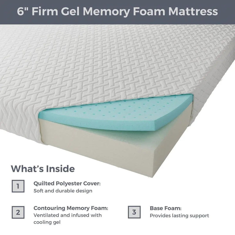 Twin Size 6-Inch Firm Cooling Gel Memory Foam Mattress by HomePacific