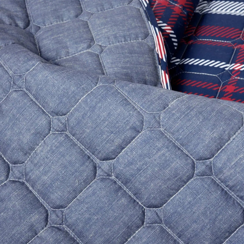 Twin/XL Farmhouse Plaid 2 Piece Lightweight Reversible Quilt Set by HomePacific