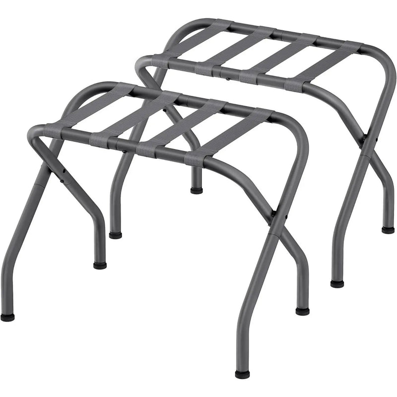 Set of 2 - Sturdy Grey Metal Folding Luggage Rack by HomePacific