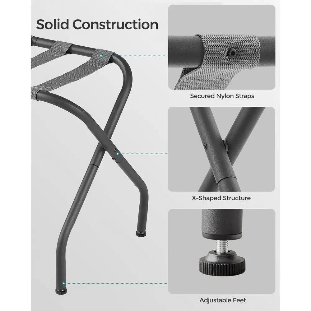 Set of 2 - Sturdy Grey Metal Folding Luggage Rack by HomePacific