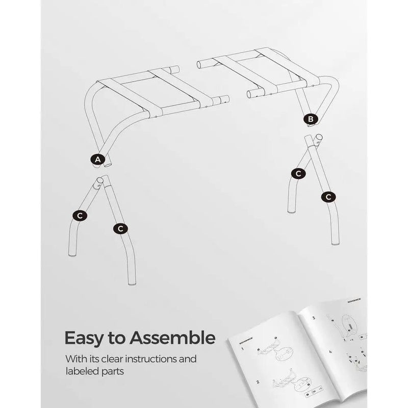 Set of 2 - Sturdy Grey Metal Folding Luggage Rack by HomePacific