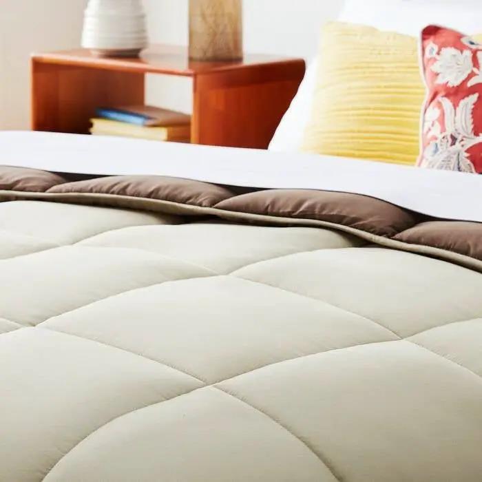 Twin All Seasons Beige/Brown Reversible Polyester Down Alternative Comforter by HomePacific