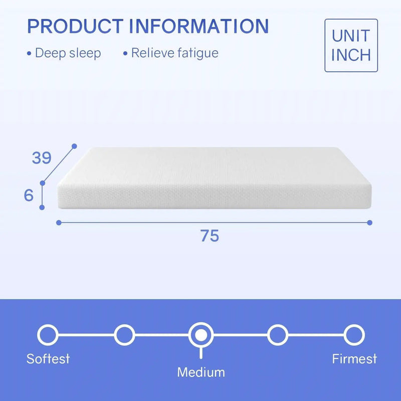 Twin size 6-inch Thick Medium Firm Cool Gel Memory Foam Mattress by HomePacific