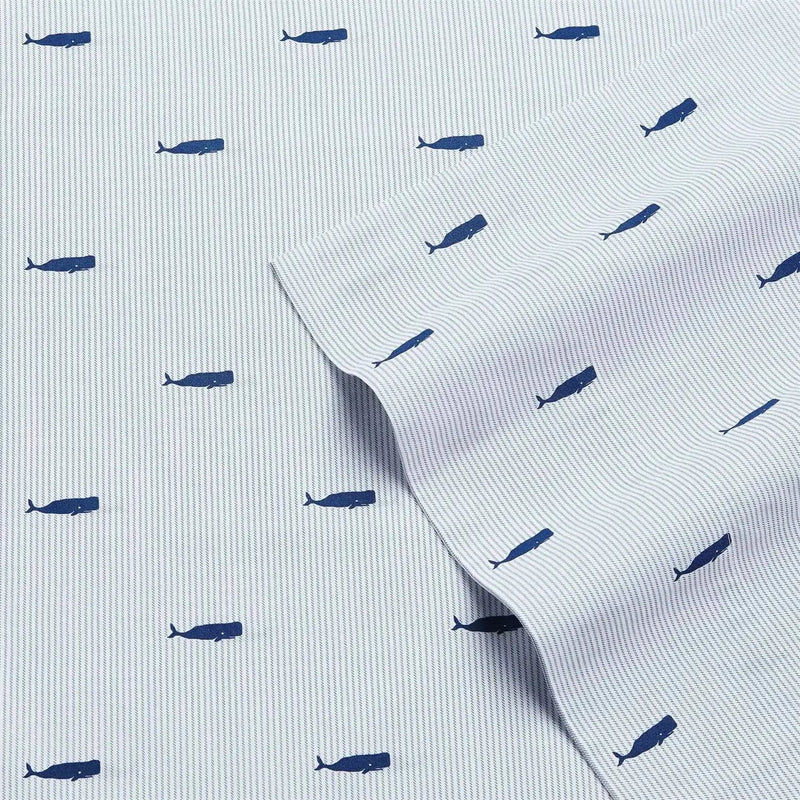 Twin size Coastal Beach 100-Percent Cotton Navy Blue White Stripe Sheet Set by HomePacific