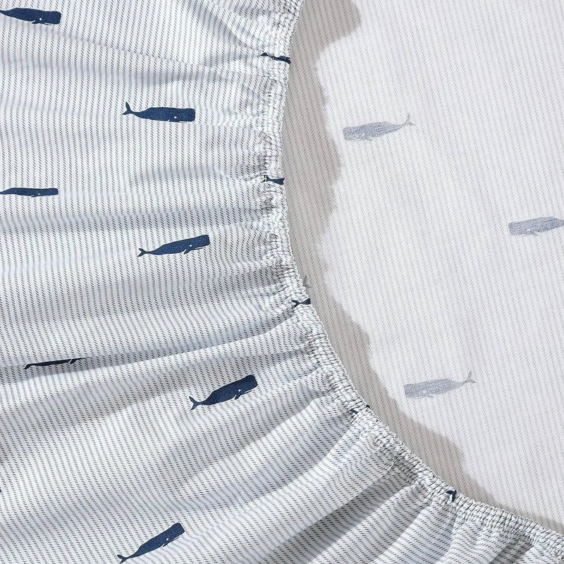 Twin size Coastal Beach 100-Percent Cotton Navy Blue White Stripe Sheet Set by HomePacific