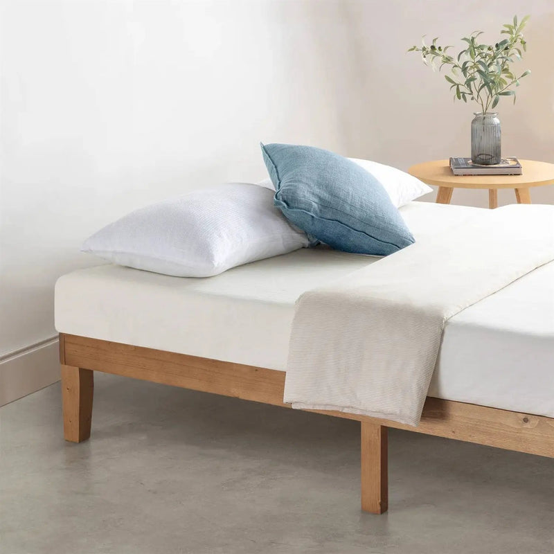 Twin size Solid Wood Platform Bed Frame in Natural Wooden Finish by HomePacific