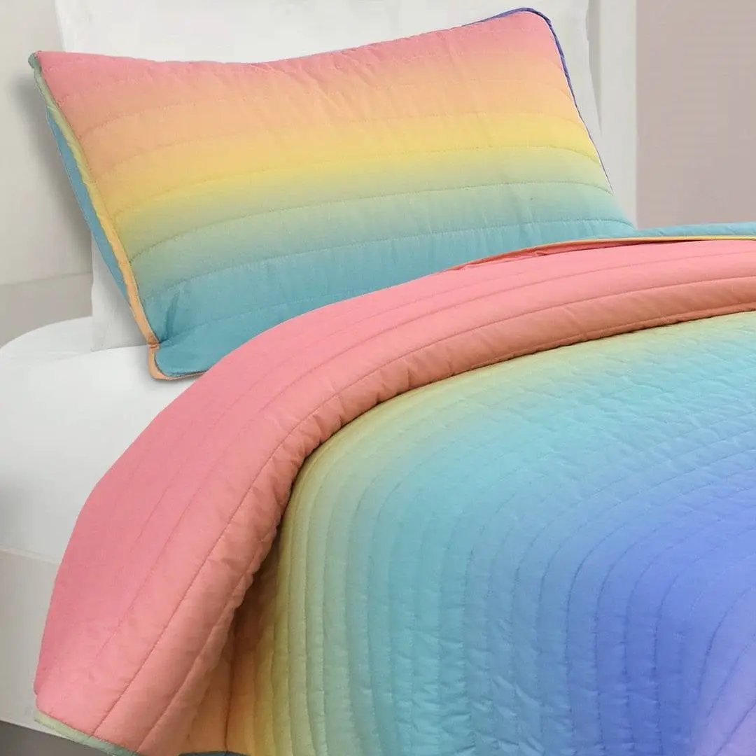 Twin/Twin XL 2 Piece Multi-Color Rainbow Quilt Set by HomePacific
