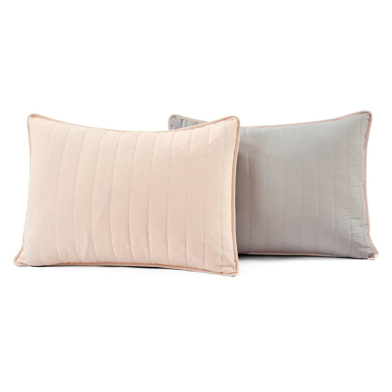 Twin/Twin XL Soft Reversible Lightweight Quilt Set in Rose Blush Pink and Grey by HomePacific