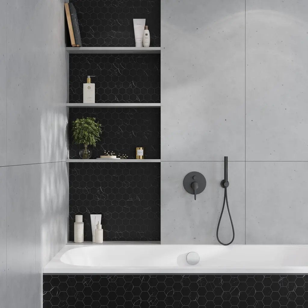 Eastern Black 12x12 Honed Hexagon Marble Mosaic Tile (5 pack, 4.83 sq ft/case) by Apollo Tile