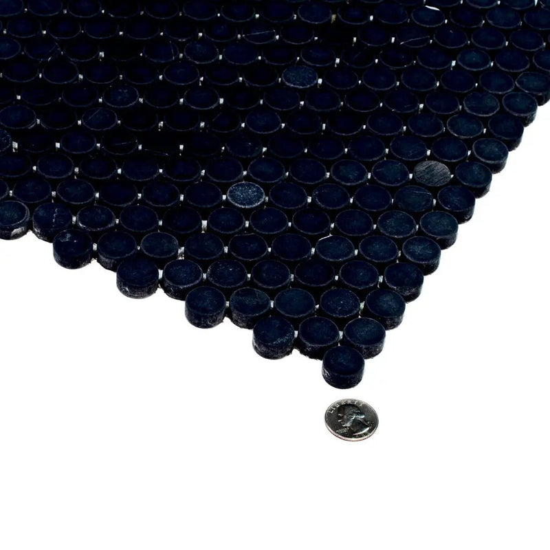 Eastern Black 11x12 Tumbled Penny Round Marble Mosaic Tile (5 pack, 4.83 sq ft/case) by Apollo Tile