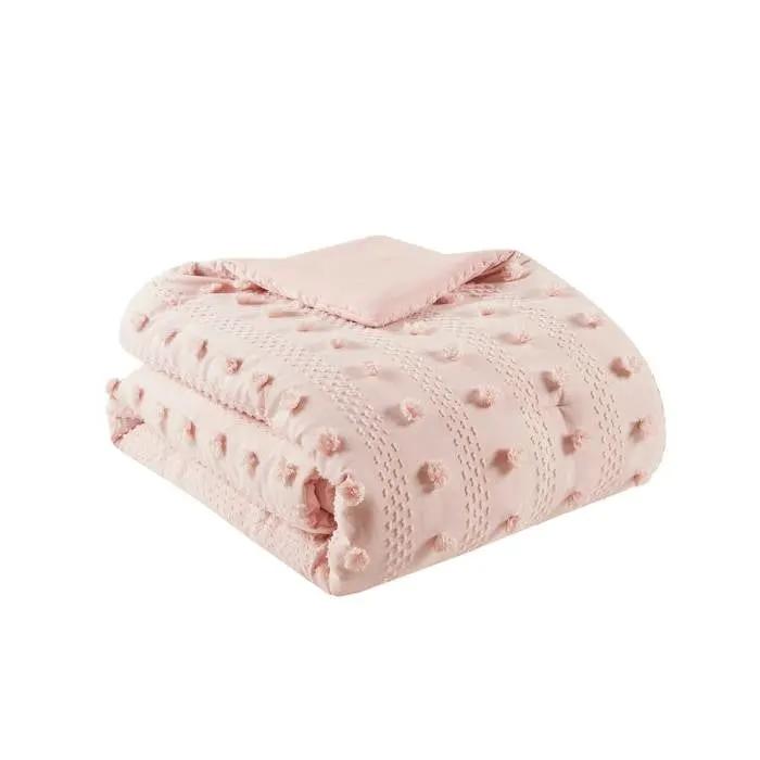 Twin/Twin XL 2-Piece Pink Pompom Hypoallergenic Microfiber Comforter Set by HomePacific