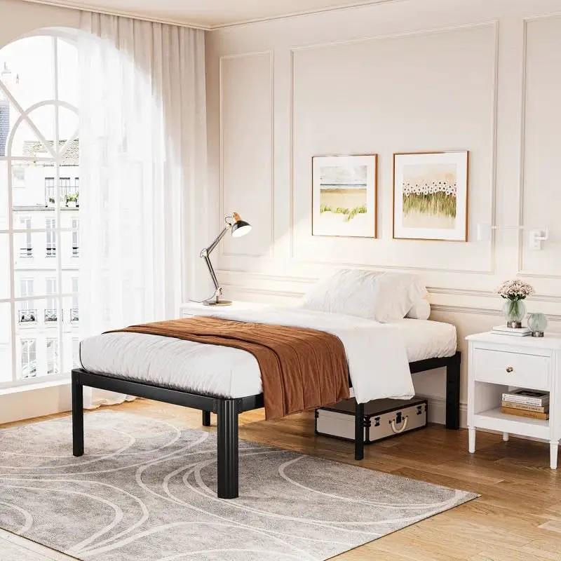 Twin XL Heavy Duty Metal Bed Frame Platform with Round Edge Legs by HomePacific