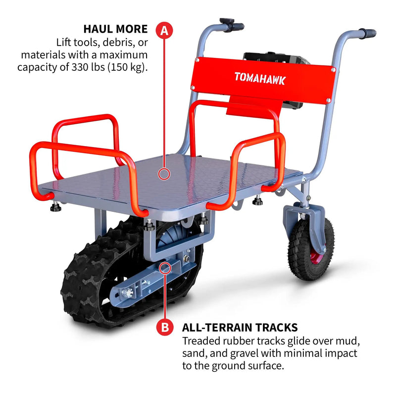 Tomahawk Electric Track Cart 330 lbs Load Capacity Battery Powered Utility Cart with Rubber Tread by Tomahawk Power