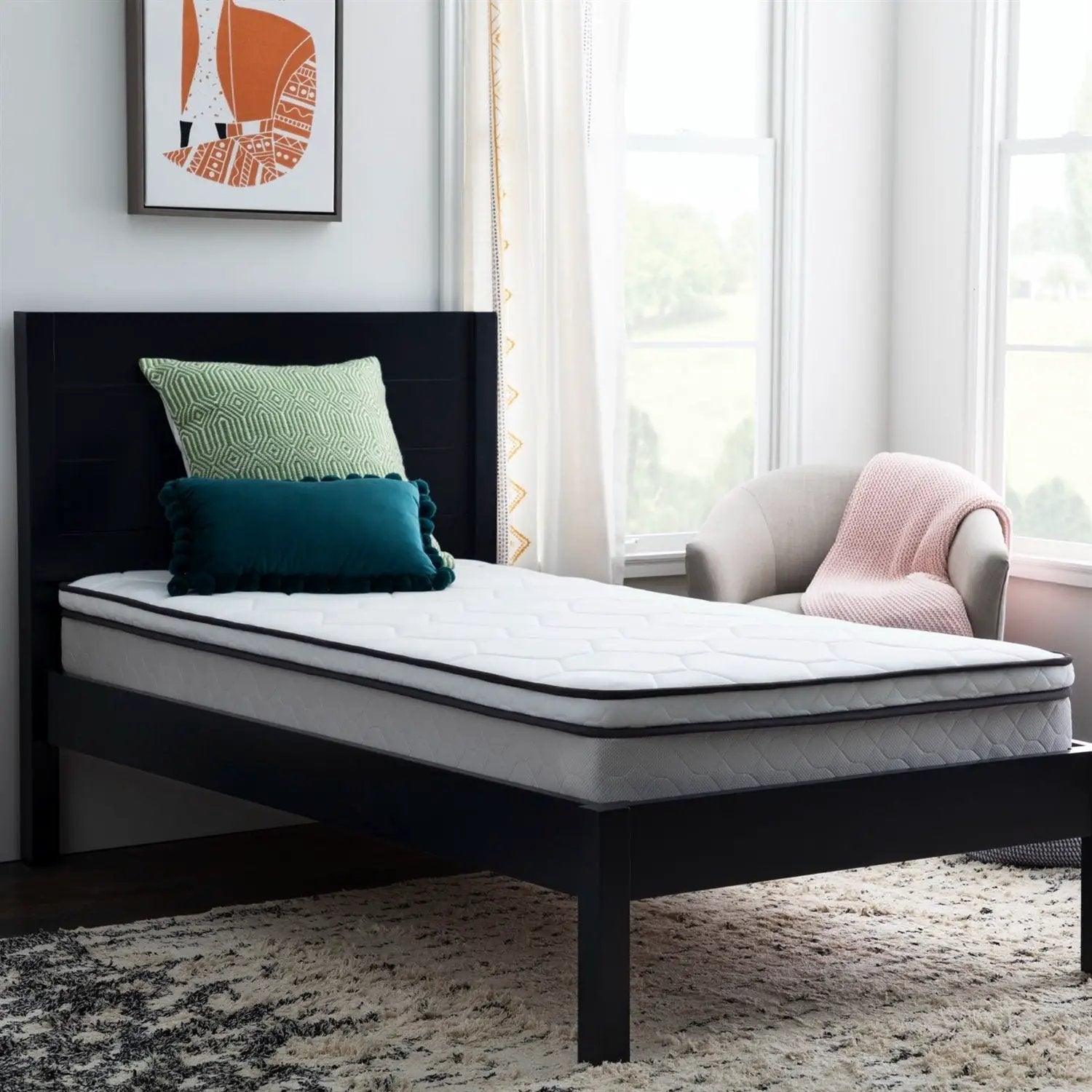 Twin XL size 8-inch Plush Memory Foam Innerspring Hybrid Mattress by HomePacific