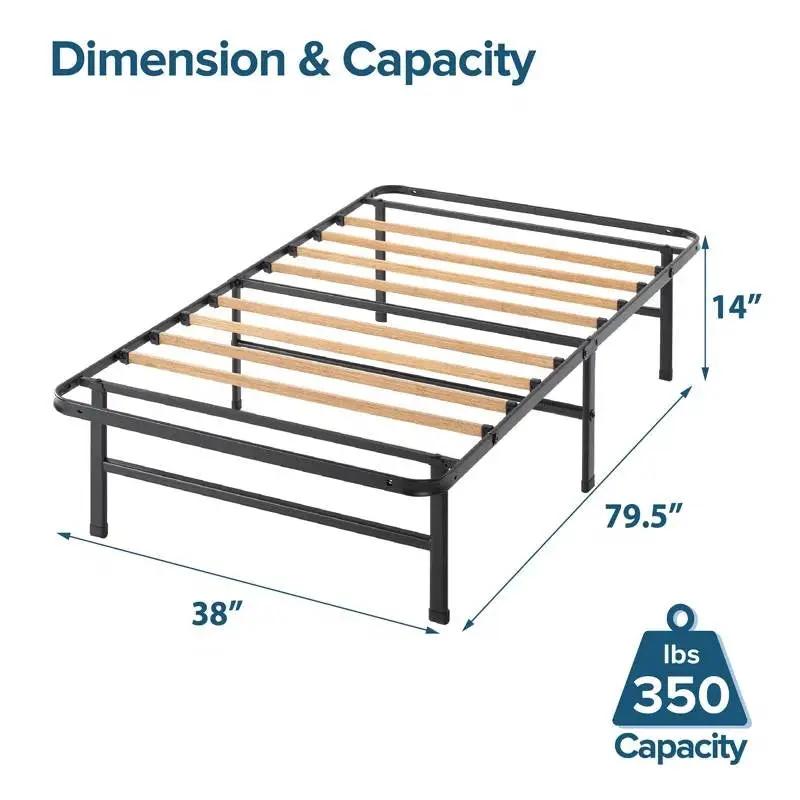 Twin XL size Metal Bed Frame with Bamboo Wood Slats by HomePacific