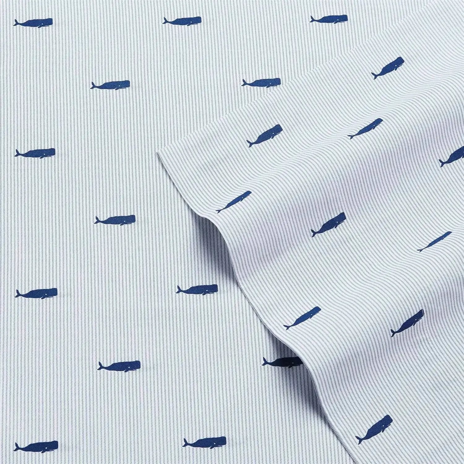 Twin XL size Coastal Beach 100-Percent Cotton Navy Blue White Stripe Sheet Set by HomePacific