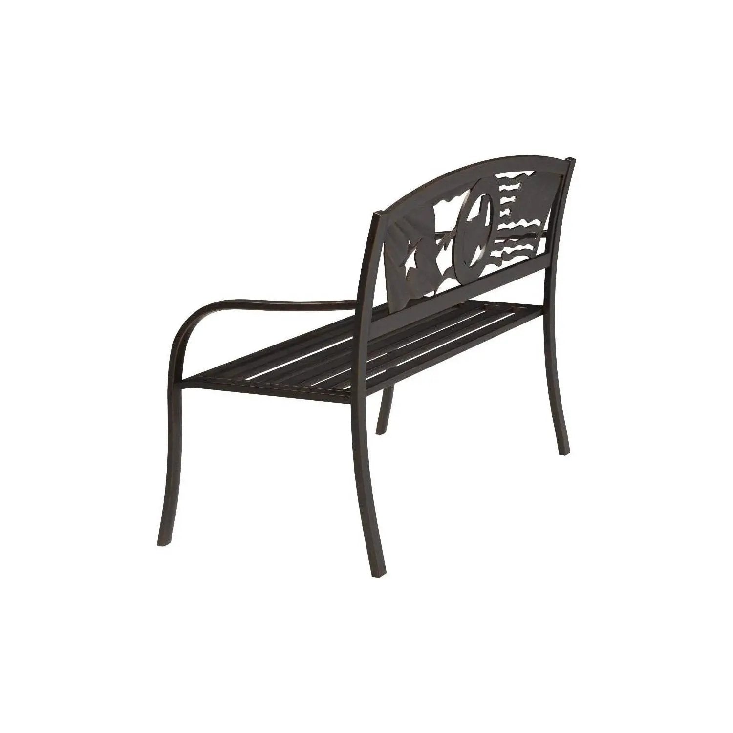 2 Person Texas Star Patriotic USA Flag Outdoor Metal Garden Bench in Bronze by HomePacific