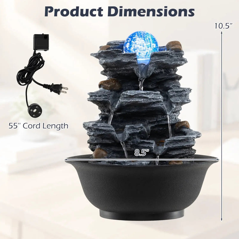 Tabletop Water Fountain with Rolling Crystal Ball and Color-Changing LED Light by DirectDeals