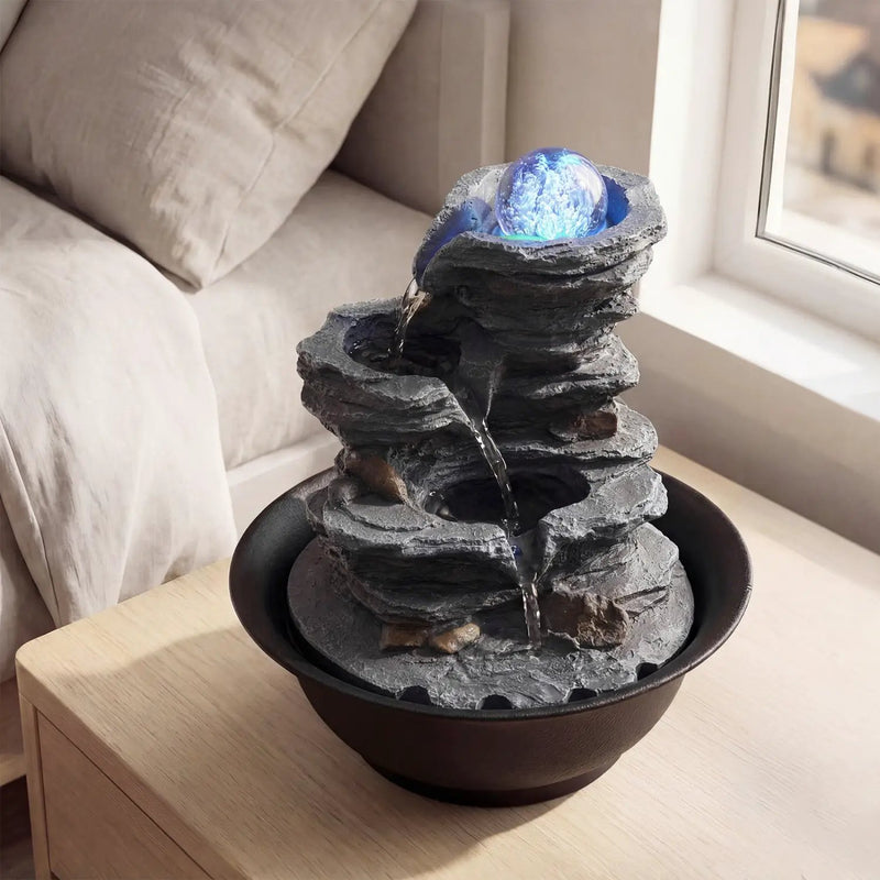 Tabletop Water Fountain with Rolling Crystal Ball and Color-Changing LED Light by DirectDeals