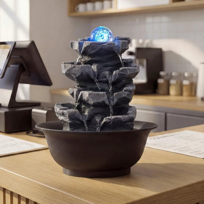 Tabletop Water Fountain with Rolling Crystal Ball and Color-Changing LED Light by DirectDeals