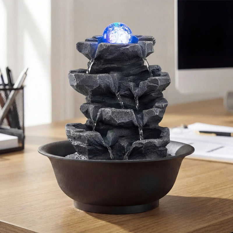Tabletop Water Fountain with Rolling Crystal Ball and Color-Changing LED Light by DirectDeals