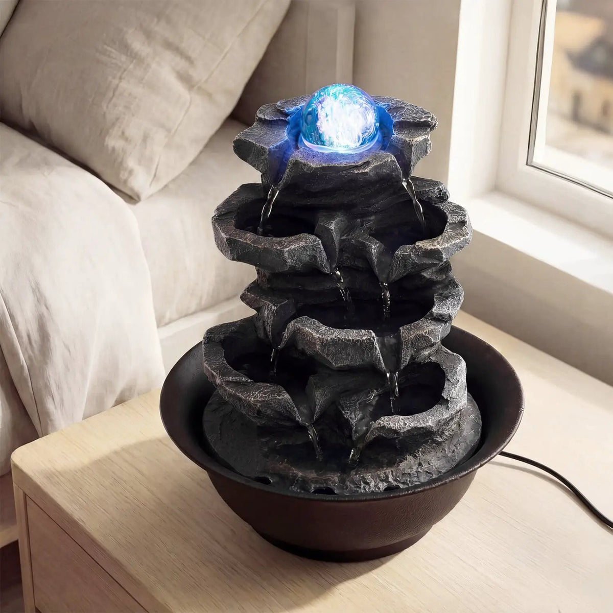 Tabletop Water Fountain with Rolling Crystal Ball and Color-Changing LED Light, photo 17 of 32