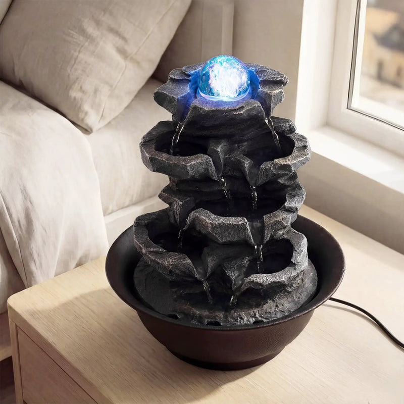Tabletop Water Fountain with Rolling Crystal Ball and Color-Changing LED Light by DirectDeals