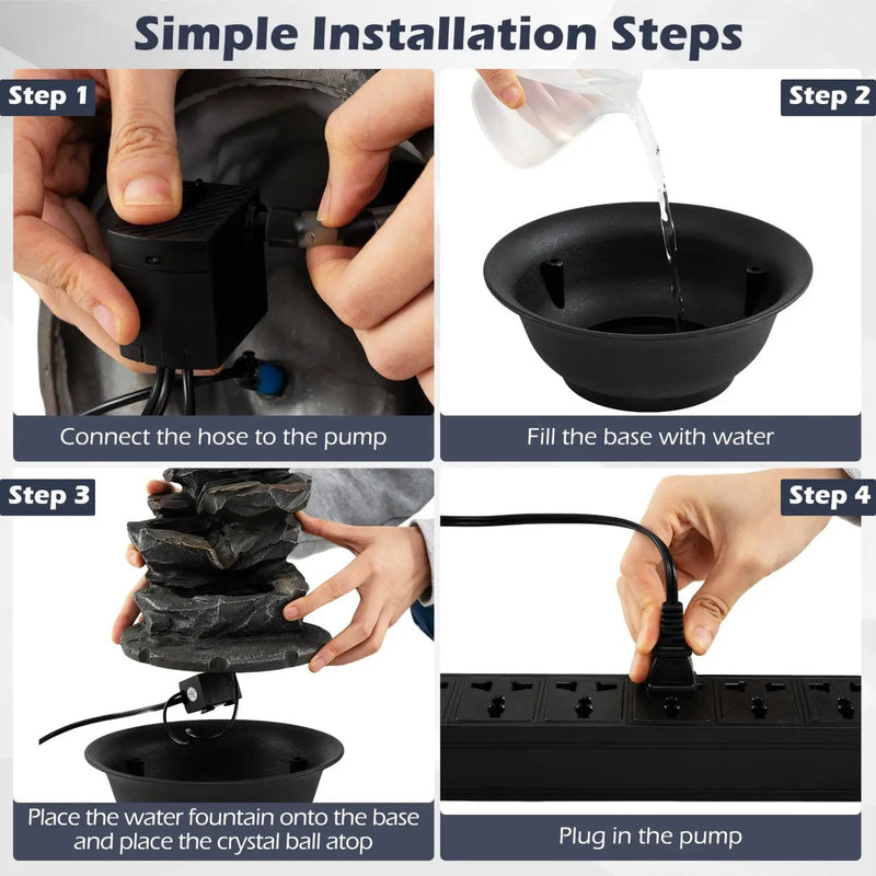 Tabletop Water Fountain with LED Light Indoor Desktop Cascading Water Feature by DirectDeals