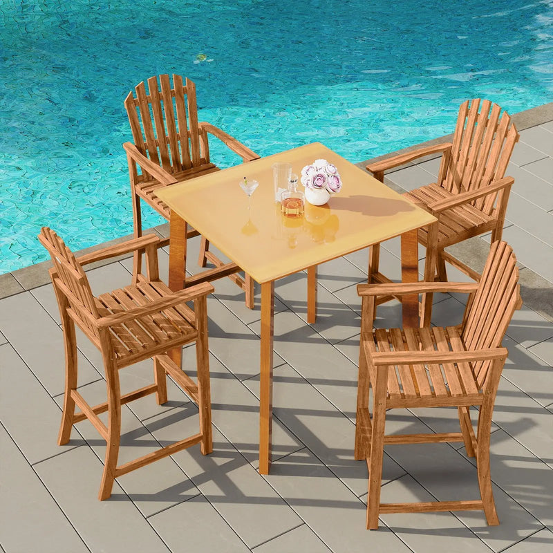 Tall Adirondack Chair with Armrests and Footrest for Deck by DirectDeals