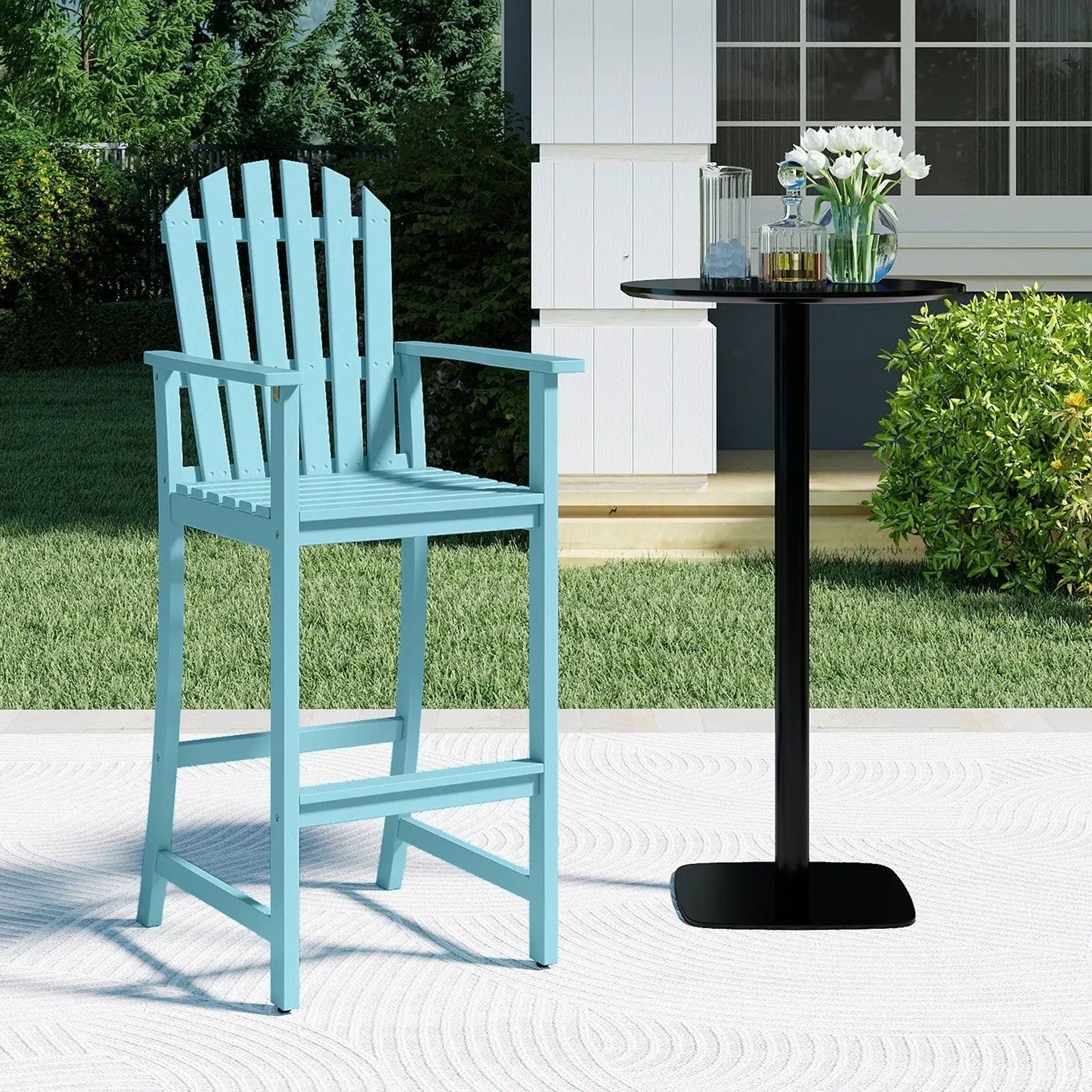 Tall Adirondack Chair with Armrests and Footrest for Deck by DirectDeals