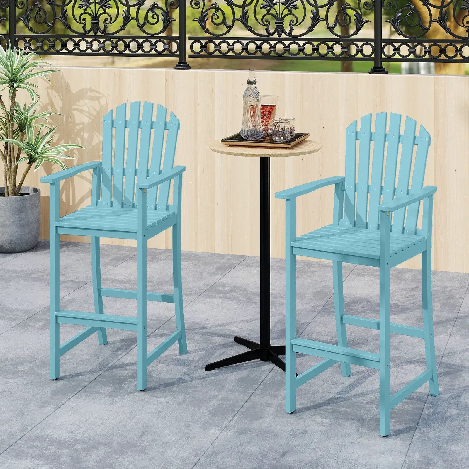 Tall Adirondack Chair with Armrests and Footrest for Deck by DirectDeals