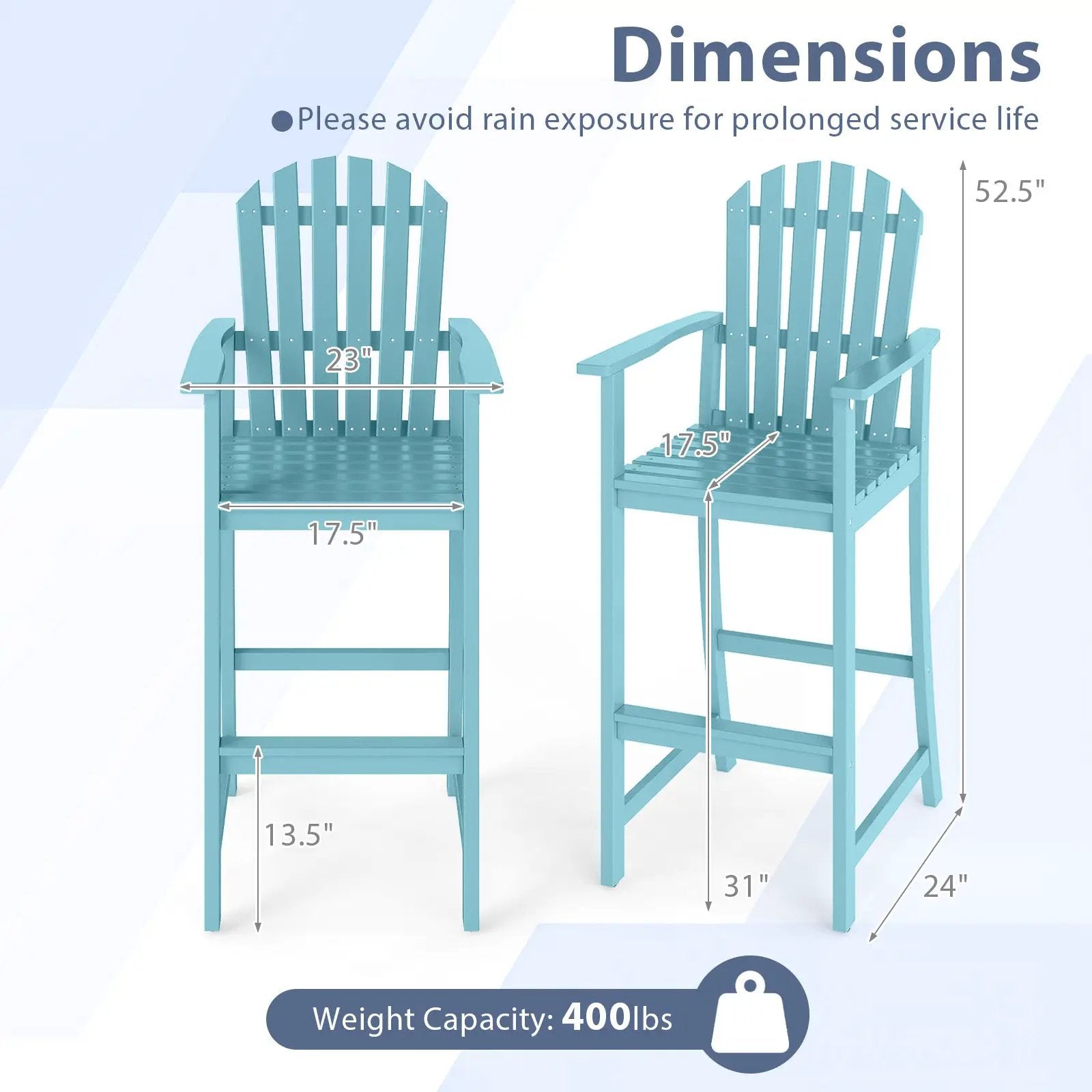 Tall Adirondack Chair with Armrests and Footrest for Deck by DirectDeals