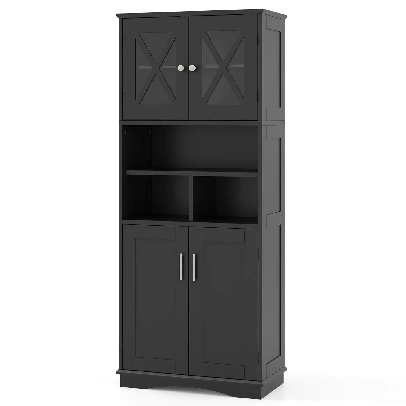 Tall Bathroom Cabinet Large Floor Storage Cabinet with Acrylic Doors and 3 Cubes by DirectDeals