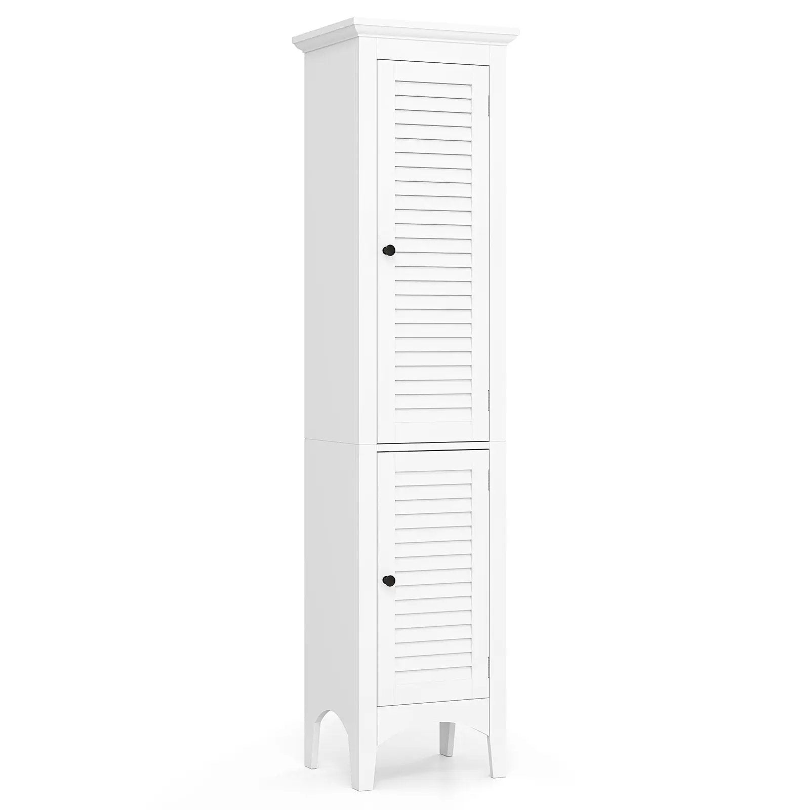 Tall Bathroom Floor Cabinet with Shutter Doors and Adjustable Shelf by DirectDeals