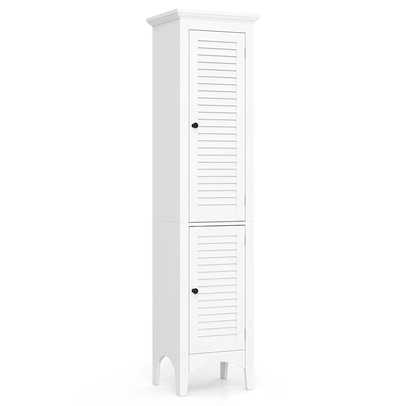 Tall Bathroom Floor Cabinet with Shutter Doors and Adjustable Shelf by DirectDeals