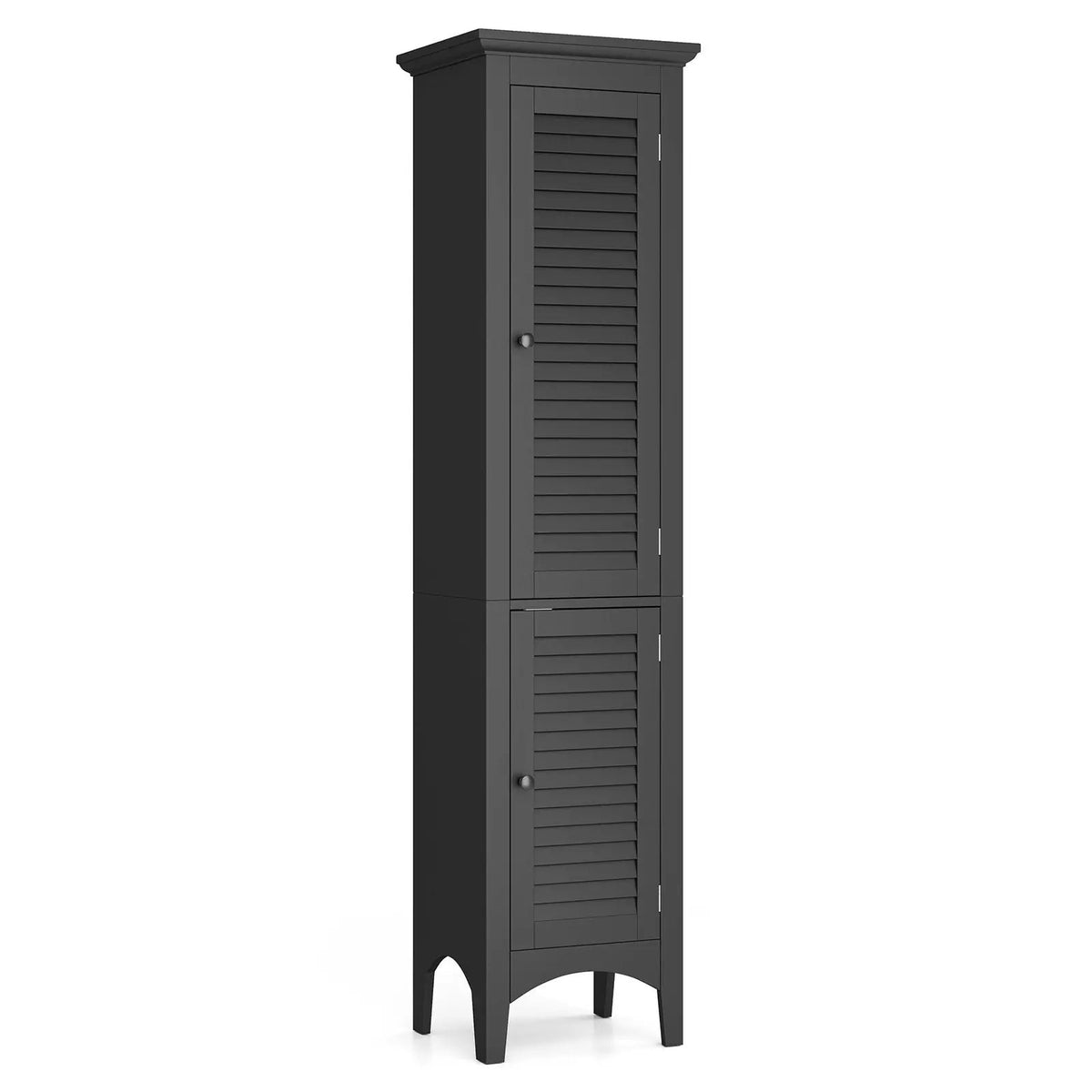 Tall Bathroom Floor Cabinet with Shutter Doors and Adjustable Shelf, photo 9 of 11