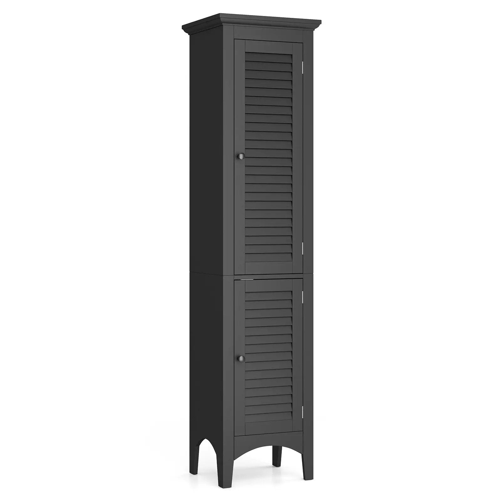 Tall Bathroom Floor Cabinet with Shutter Doors and Adjustable Shelf by DirectDeals
